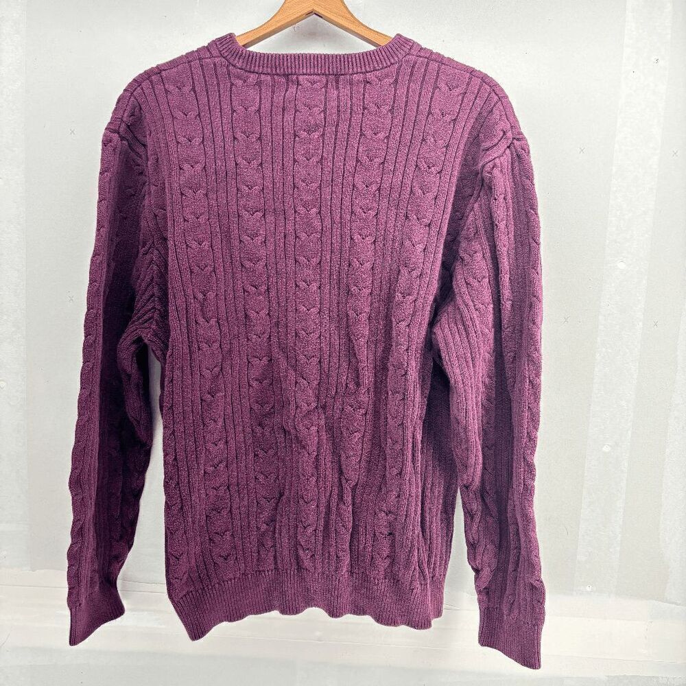 Vintage Eddie Bauer Sweater Mens XL Maroon/Red Cotton Fisherman‎ Cable Knit EUC - Picture 2 of 5